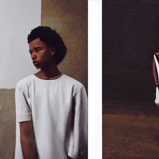 Image similar to realistic photoshooting for a new ssense!!! lookbook, color film photography, photo of a woman, photo in style of tyler mitchell, 3 5 mm, featured on vogue