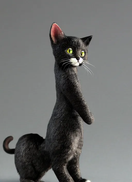 Prompt: Images on the store website, eBay, Full body, Miniature of a cat worrior standing upright.