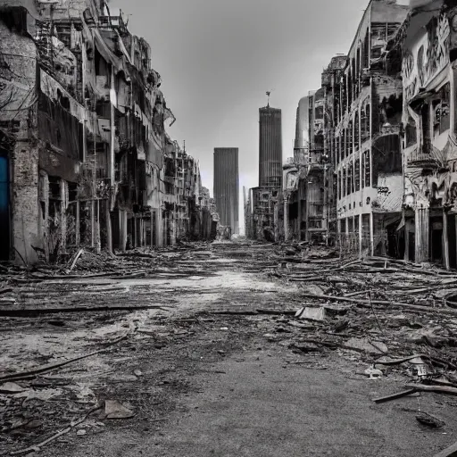 Image similar to a photo of a city abandoned by humans