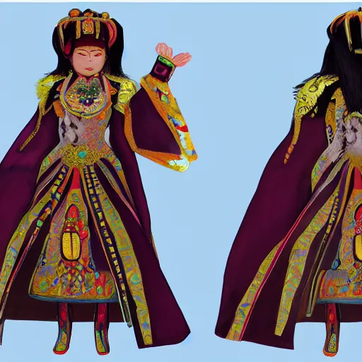 Image similar to mongolian queen genepil, concept art