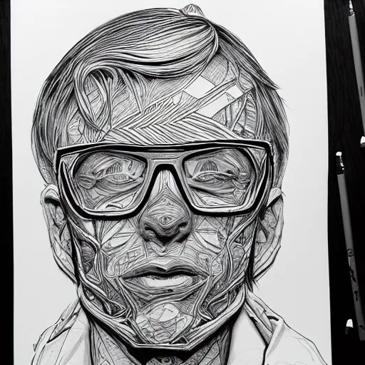 Image similar to john carmack, black ink on paper, trending on artstation, beautiful, intricate, detailed