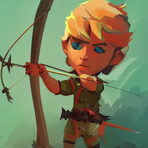 Prompt: archer boy, blonde hair, green eyes, holding bow and arrow, highly detailed, full body, forest, artstation, by Anton fadeev