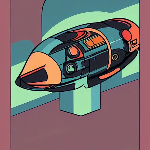 Image similar to futurama spaceship in a modern style of art deco painting, bauhaus, art nouveau, noire, 2 d, 3 d shadows