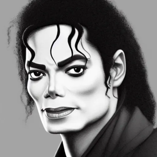 Image similar to Michael Jackson morphed with gigachad, Black and white