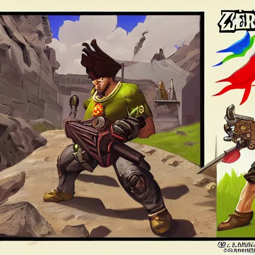 Image similar to concept art serious sam in zelda