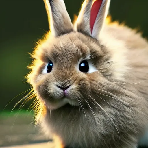 cute furry bunny, green eyes, light brown fur, light, Stable Diffusion