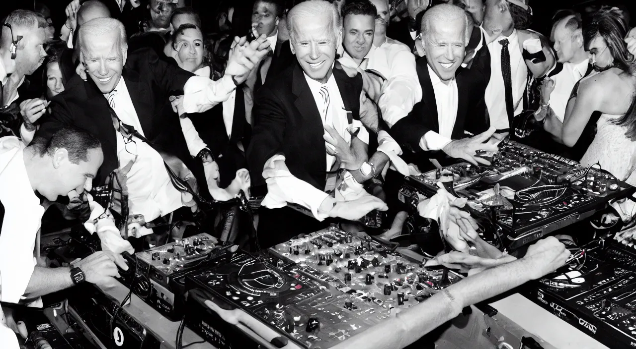 Prompt: joe biden being a dj at a club, realistic, detailed, 4 k