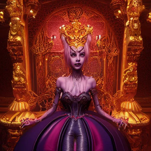 Prompt: portrait of evil princess, glowing, ornate and intricate, jaw dropping, dynamic lighting, intricate and detailed, 4 k octane render