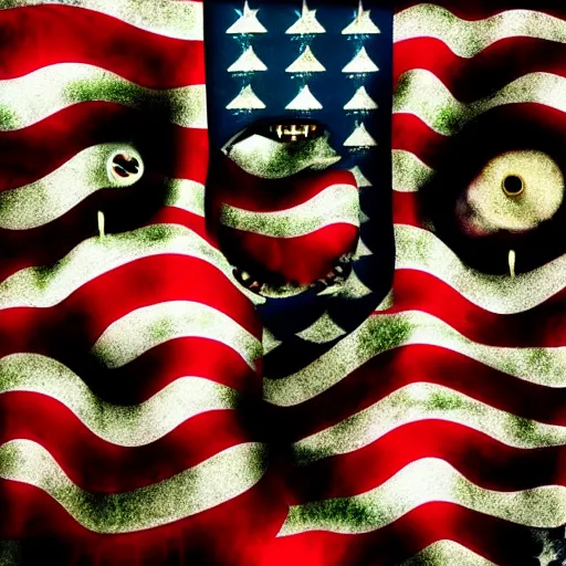 Image similar to weapons american flag scariest horror nightmare by junji ito and horiyoshi iii, digital art, deepdream cosmic, 3 d high definition, trending on artstation, photorealistic, high resolution, 8 k, octane, hyper detailed, trending on deviantart insane details, intricate, elite, ornate, elegant trend, highly detailed and intricate, sharp focus, photography, unreal engine