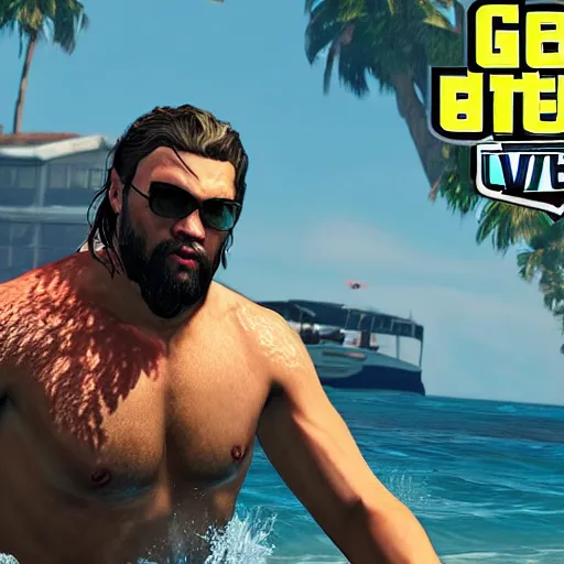 Image similar to jason momoa underwater, grand theft auto 5 gameplay