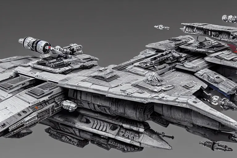 Image similar to closeup greeble detail of imperial start destroyer flying through x-wing fighter intricate hyper-detailed photorealistic 35mm