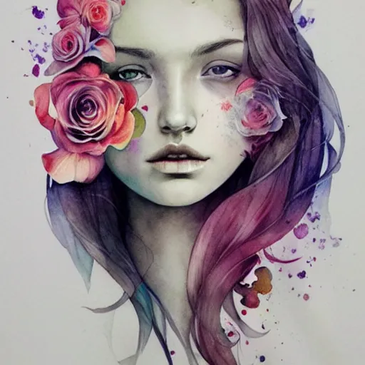 Image similar to watercolor flower by anna dittmann, by marco mazzoni