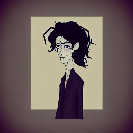 Image similar to young man portrait, black hair, skinny, sleep deprived, corpse bride art style