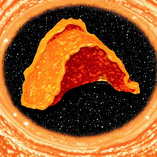 Image similar to a distant star or planet that looks like a slice of chorizo black background