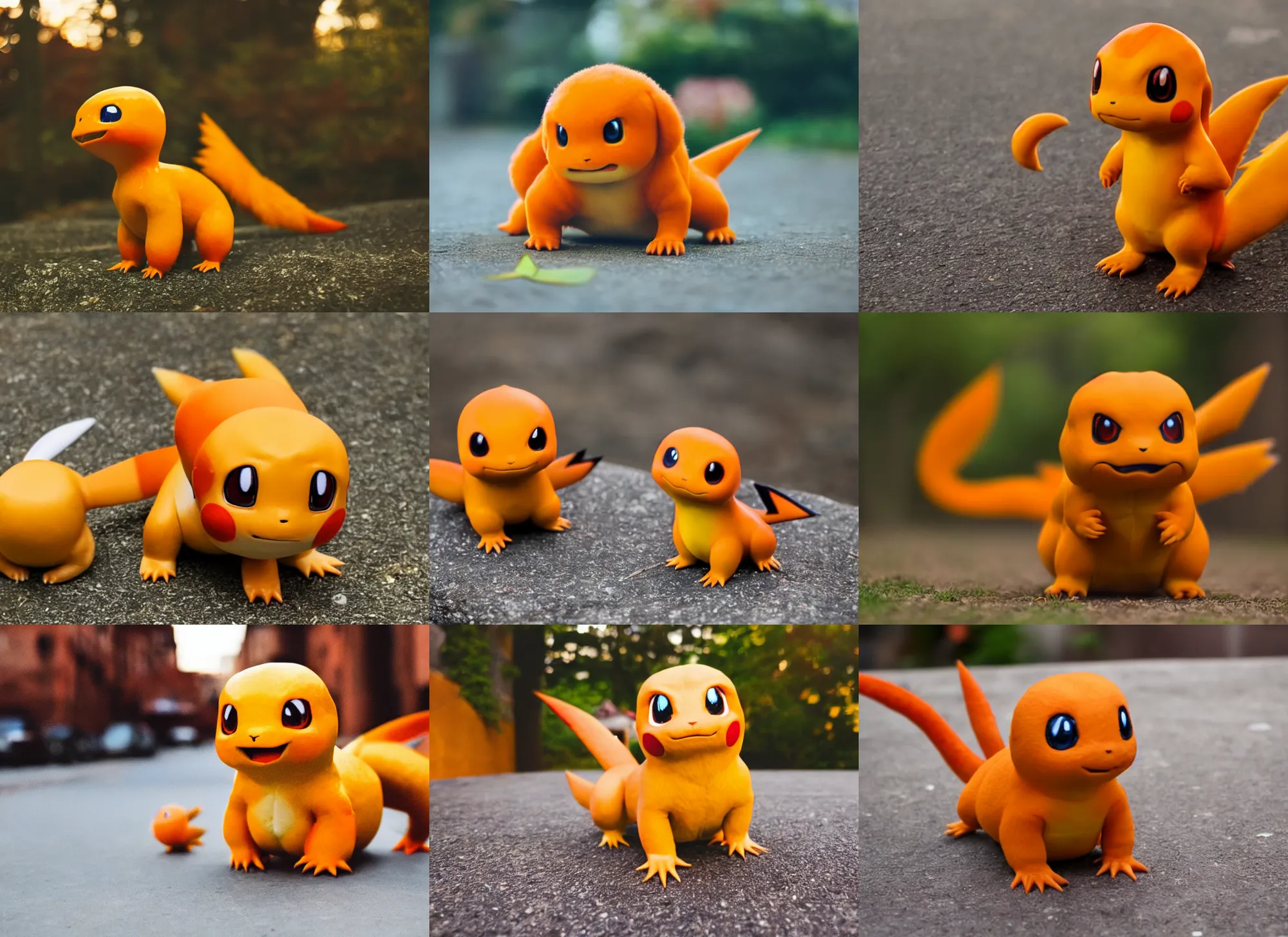 Prompt: real life pokemon charmander, cute adorable, ultra realistic, golden hour, sharp focus