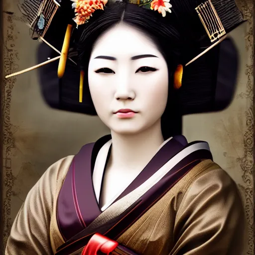 Image similar to hi resolution geisha portrait yasutomo oka steampunk 8 k ultrarealistic