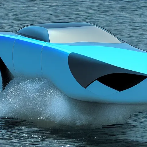 Prompt: mako sharks swimming around a chevrolet mako 2 concept car