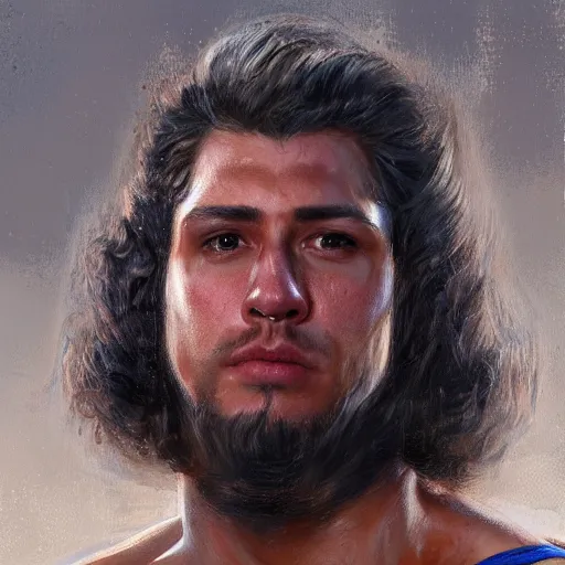 Image similar to the young latino guy as a realistic wrestling character, closeup portrait art by donato giancola and greg rutkowski, realistic face, digital art, trending on artstation