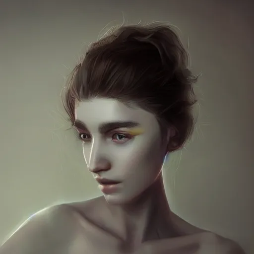 Image similar to human portrait, ethereal, face, crystal, intrincate, cgsociety, devianart