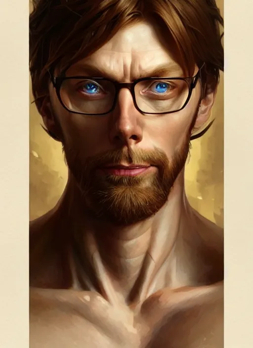 Prompt: portrait of stephen merchant, d & d, muscular! fantasy, intricate, elegant, highly detailed, digital painting, artstation, concept art, smooth, sharp focus, illustration, art by artgerm and greg rutkowski and alphonse mucha