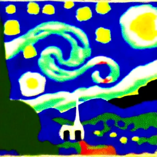 Image similar to photo of a giant shouting ( ( stay puft marshmallow man ) ) in the style of starry night by vincent van gogh intricate detail, low angle, blockbuster ghostbusters movie