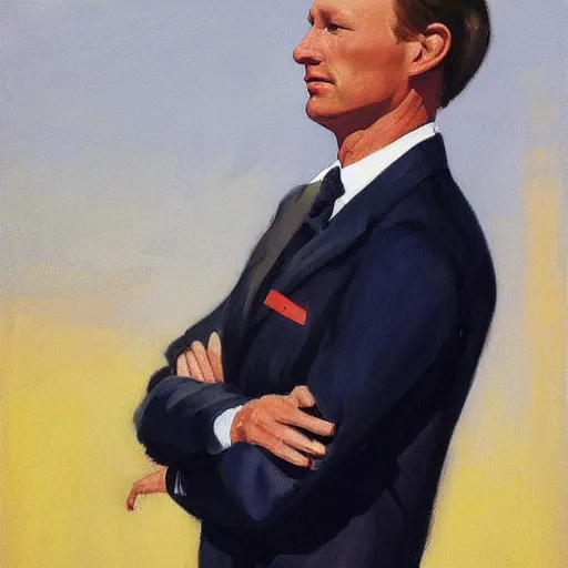 Image similar to christian horner portrait, style by edward hopper