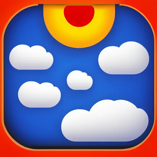 Image similar to icon for weather app, simple, detailed, peaceful, sunny