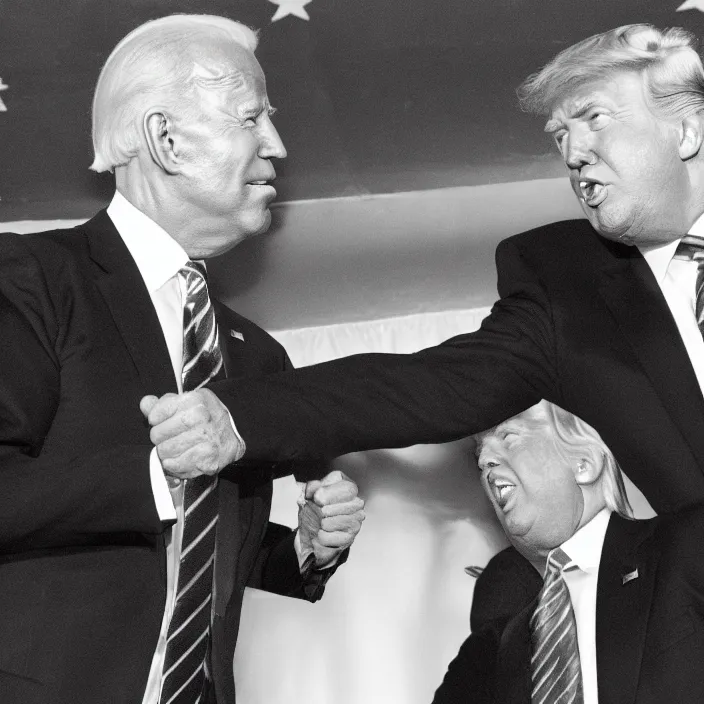 Image similar to joe biden and donald trump in a boxing match, detailed sharp photo