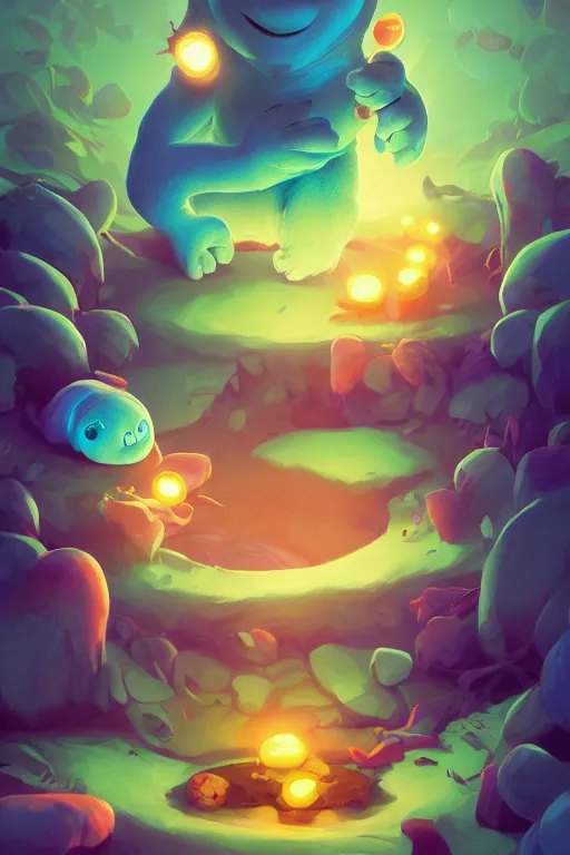 Image similar to smurf ghost creature animal sushi cristal very big eye roots cactus elemental flush of force nature micro world fluo fishscale, behance hd by jesper ejsing, by rhads, makoto shinkai and lois van baarle, ilya kuvshinov, rossdraws radiating a glowing aura global illumination ray tracing hdr