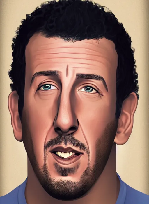 Image similar to a digital portrait of adam sandler in the style of jake kontou