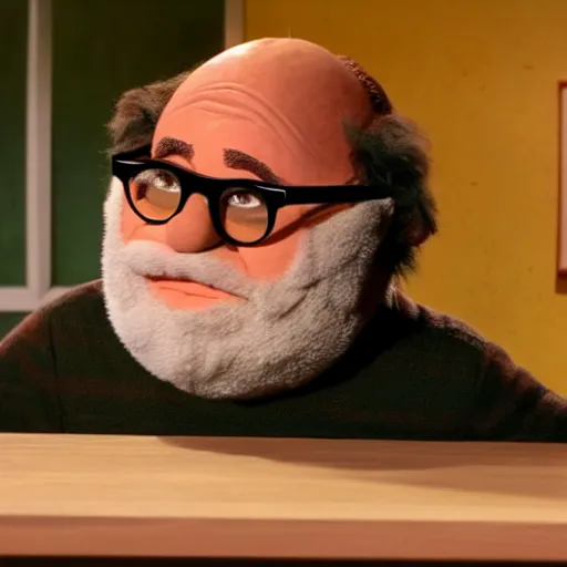 Image similar to Danny Devito as a fuzzy puppet muppet in sesame street, 8k resolution, full HD, cinematic lighting, award winning, anatomically correct