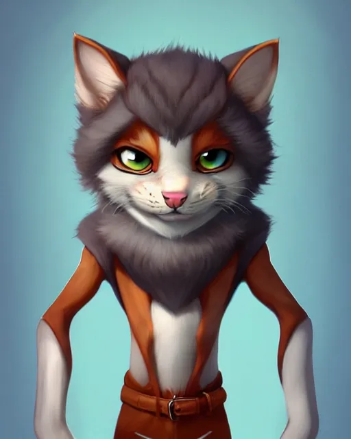 Image similar to character concept art of a young male anthropomorphic furry cat | | cute - fine - face, pretty face, key visual, realistic shaded perfect face, fine details by stanley artgerm lau, wlop, rossdraws, james jean, andrei riabovitchev, marc simonetti, and sakimichan, trending on artstation