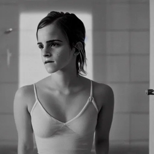 Prompt: Emma Watson in an ad for bathtubs, white bathroom setting