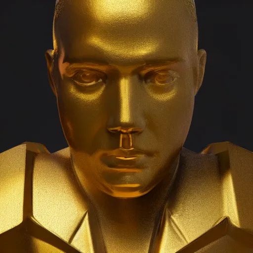 Image similar to portrait of usa gold statue, 8 k uhd, unreal engine, octane render in the artstyle of finnian macmanus, john park and greg rutkowski