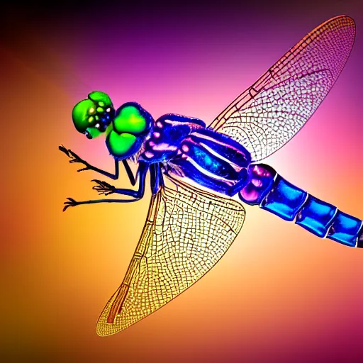 Image similar to a beautiful cosmic dragonfly, high detail, realistic, dreamy, 4K, award-winning, pretty