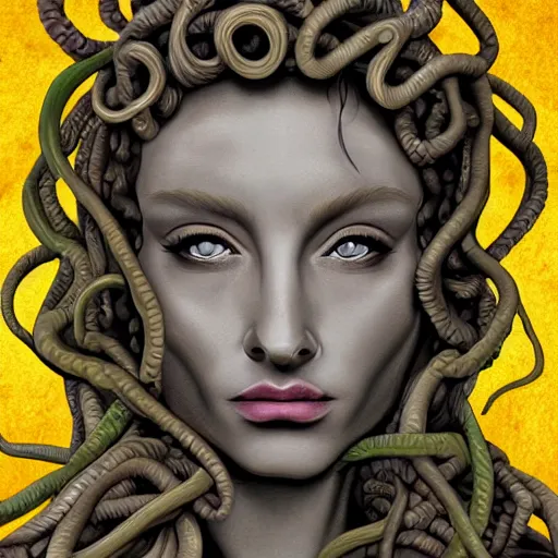 Image similar to Medusa, digital art, highly detailed,