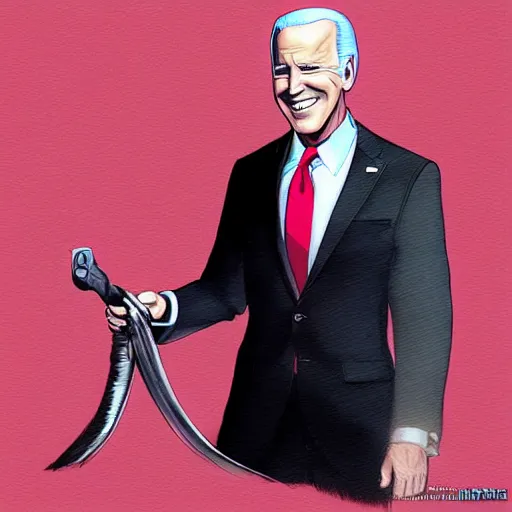 Prompt: Joe Biden wearing a virgin killer, sharp smile, dream fuel, optimistic colors, by artgerm