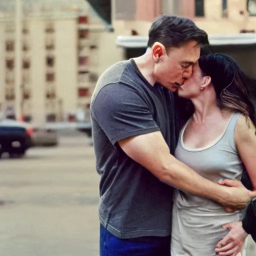 Prompt: photo joe rogan kissing elon musk, cinestill, 800t, 35mm, full-HD
