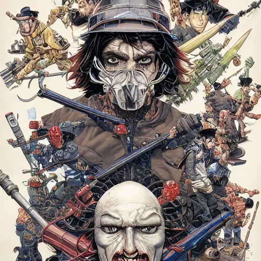 Image similar to portrait of crazy casey jones, symmetrical, by yoichi hatakenaka, masamune shirow, josan gonzales and dan mumford, ayami kojima, takato yamamoto, barclay shaw, karol bak, yukito kishiro