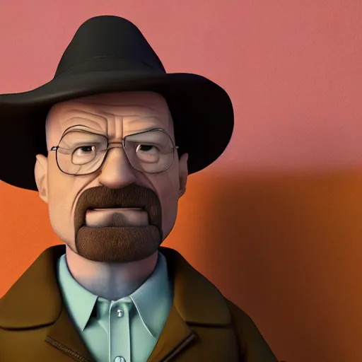 Prompt: walter white, pixar, disney, 3 d render, 4 k, hd, high detail