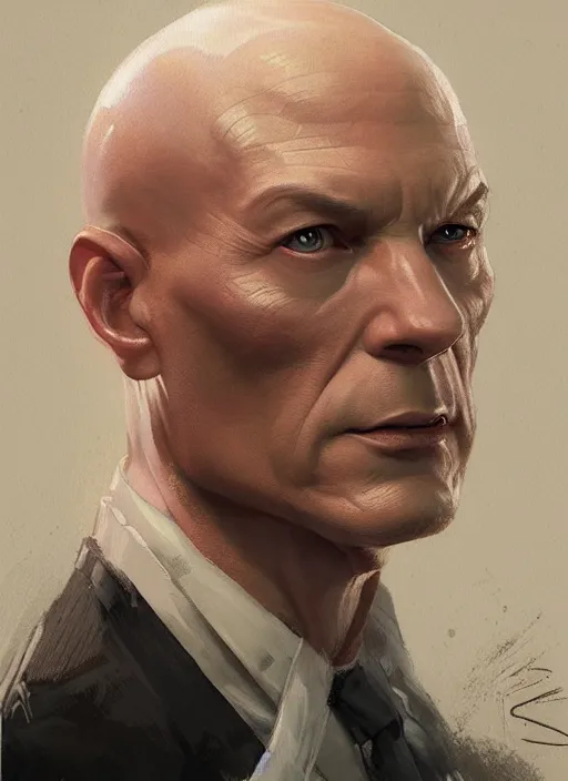 Image similar to very detailed masterpiece painting of professor x from x - men : the animated series ( 1 9 9 2 ), portrait, artstation, concept art by greg rutkowski