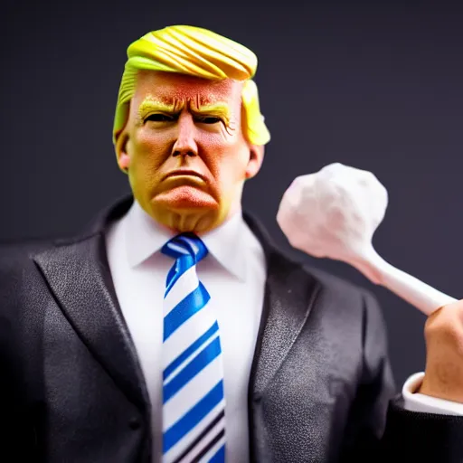 Image similar to close up of donald trump plastic action figure, 8 0 s, dslr photo