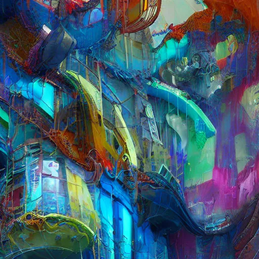 Image similar to faces, signatures, buildings, text, names, watermarks : - 5. 0 0 a brightly color, abstract, swirling, elaborate recursive large and decaying array of beauty, painted by ellen jewett as featured on conceptartworld 3 d, painted by laurie lipton as featured on conceptartworld 3 d, surreal ramifications