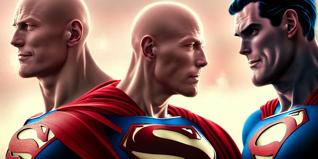 Image similar to ultra realistic illustration, handsome saitama vs superman. intricate, elegant, highly detailed, digital painting, artstation, concept art, smooth, sharp focus, illustration, art by artgerm and greg rutkowski and alphonse mucha and wlop