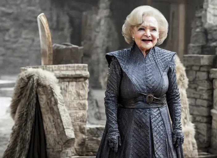 Image similar to a screenshot of betty white in an episode of game of thrones