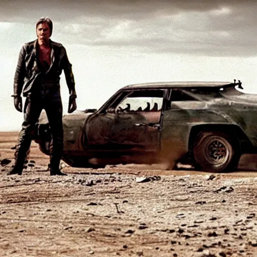 Image similar to A still of Mads Mikkelsen in Mad Max: Beyond Thunderdone (1985)