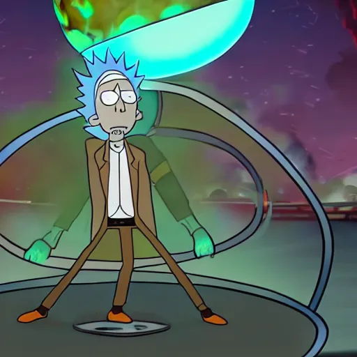 Image similar to rick sanchez fighting a glorb of chonkalisks, rick and morty, 4 k