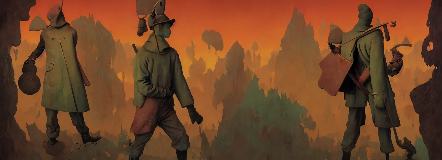 Image similar to full - body portrait surreal colorful clay fighting artstation rpg gentleman character concept art anatomy, action pose, very coherent and colorful high contrast masterpiece by norman rockwell franz sedlacek hieronymus bosch dean ellis simon stalenhag rene magritte gediminas pranckevicius, dark shadows, sunny day, hard lighting, reference sheet white! background