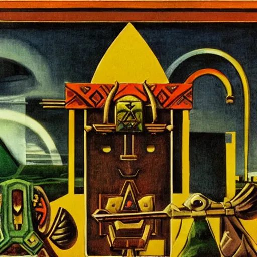 Prompt: the legend of zelda, by giorgio de chirico