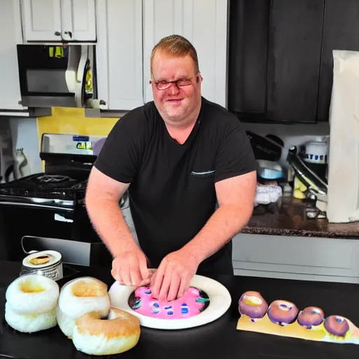 Image similar to Andrew Price, the blender guru, making donuts